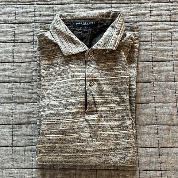 Cooper Jones Supply Striped Short Sleeve Polo Shirt With Patterned Collar - Picture 6 of 8
